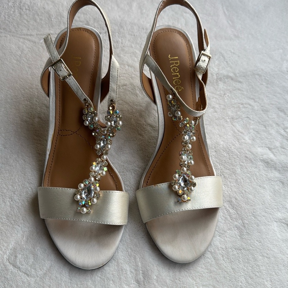 J. Renee wedding sandal with jewelry heel